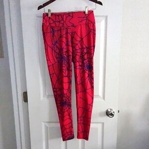 NO TAG Red Spider Web Patterned Women's Pants